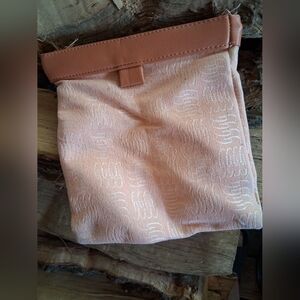 Vintage Pink and Tan Fabric Pouch